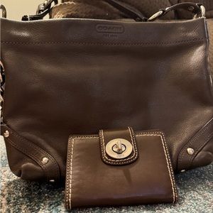 Brown Leather Coach Set